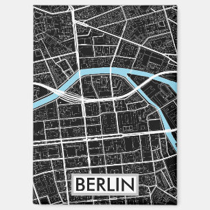 Imán Mapa de la ciudad negra de Alemania en Berlín