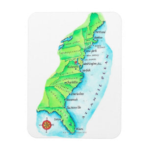 Imán Mapa de la costa este americana