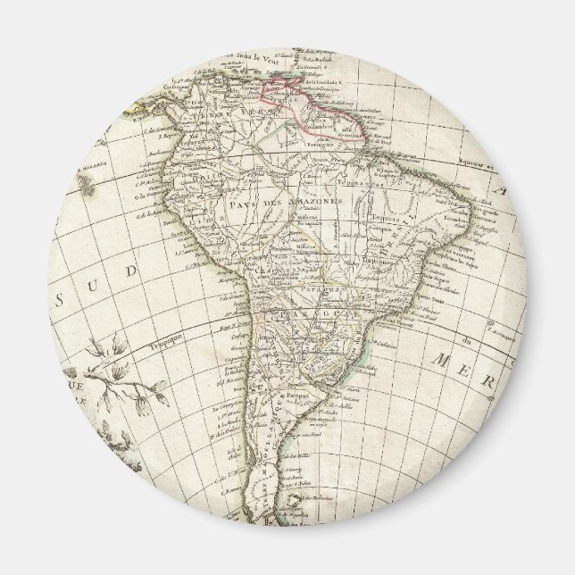Imán Mapa de la época de América del Sur (1762) (Frente)