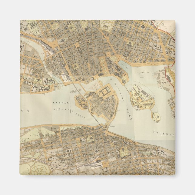 Imán Mapa de la época de Estocolmo (1899) (Frente)