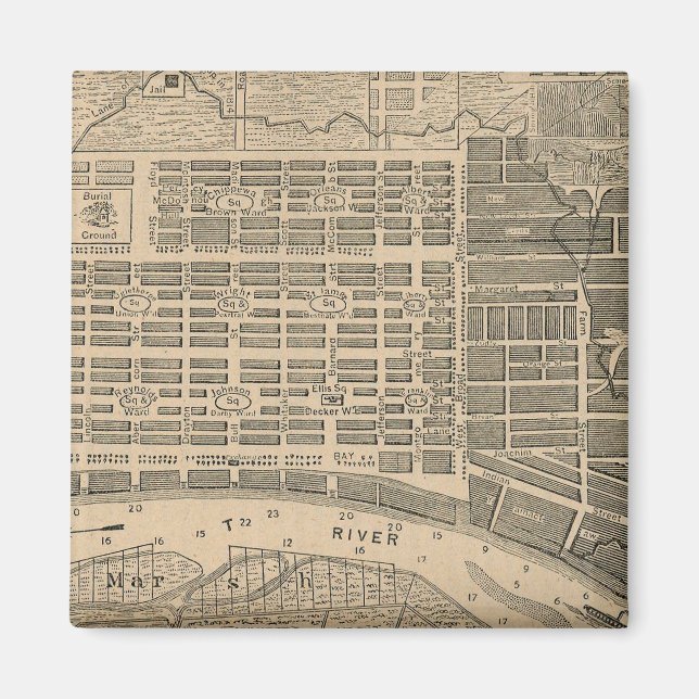 Imán Mapa de la época de Savannah Georgia (1818) (Frente)