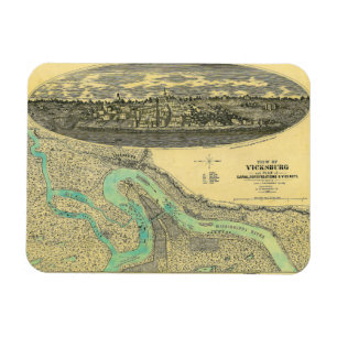 Imán Mapa de la era de la guerra civil de Vicksburg