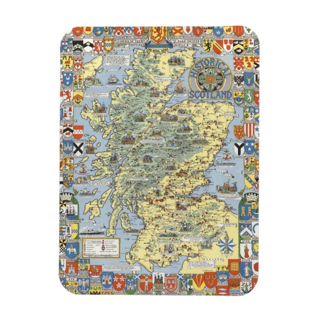 Imán Mapa de la Escocia histórica (Vertical)