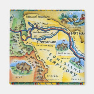 Imán Mapa de la expedición de Lewis y de Clark