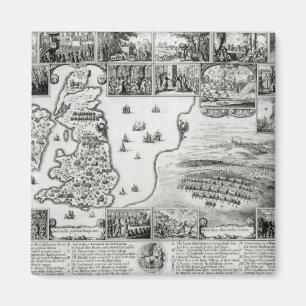 Imán Mapa de la guerra civil Inglaterra y de una vista