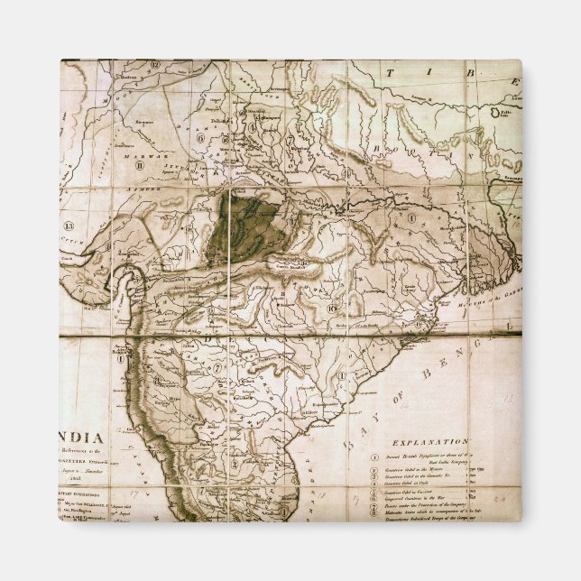 Imán Mapa de la India, 1803 (Frente)