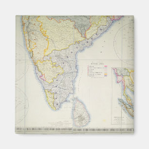 Imán Mapa de la India meridional británica, 1872