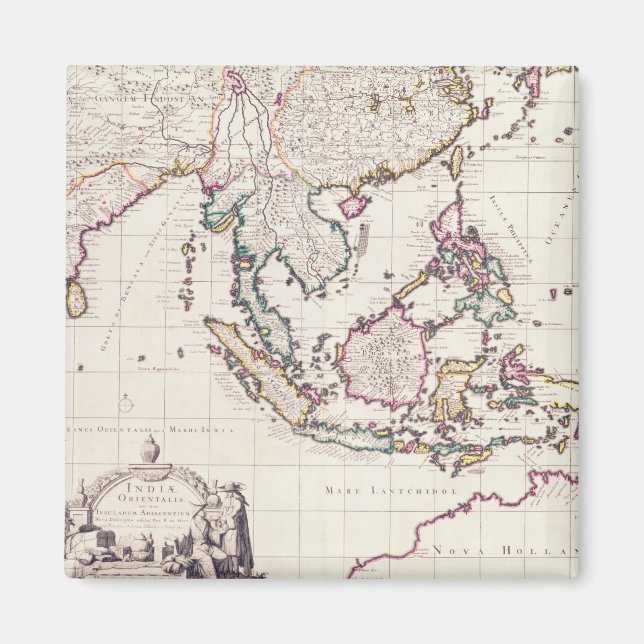 Imán Mapa de la India y las Indias Orientales (Frente)