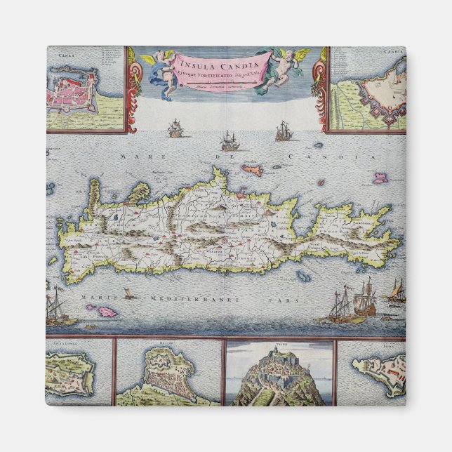 Imán Mapa de la isla de Candia (Frente)