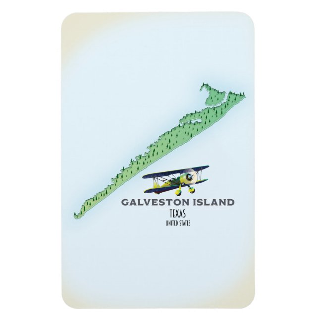 Imán Mapa de la isla de Galveston Texas EE. UU. (Vertical)