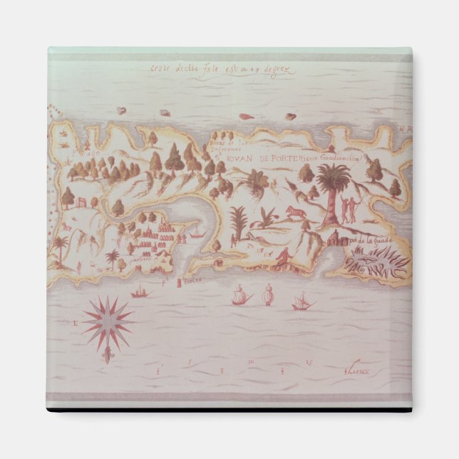 Imán Mapa de la isla de Puerto Rico, 1599 (Frente)