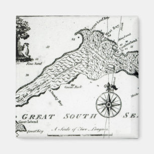 Imán Mapa de la isla de South Pacific, 1800