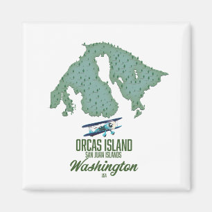 Imán Mapa de la isla Orcas, Washington, EE. UU.