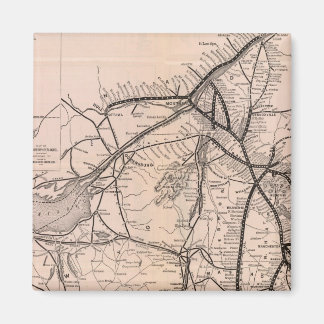 Imán Mapa de la línea aérea de Montreal y Boston