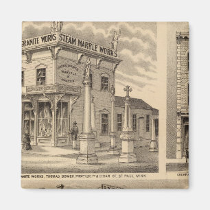 Imán Mapa de la litografía de St. Paul, Minneapolis, Mi