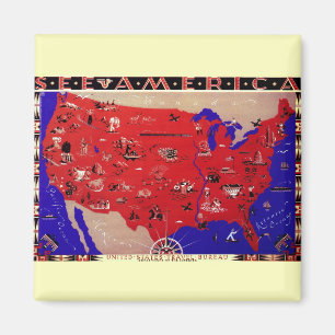 Imán Mapa de la Oficina de Viajes de los Estados Unidos