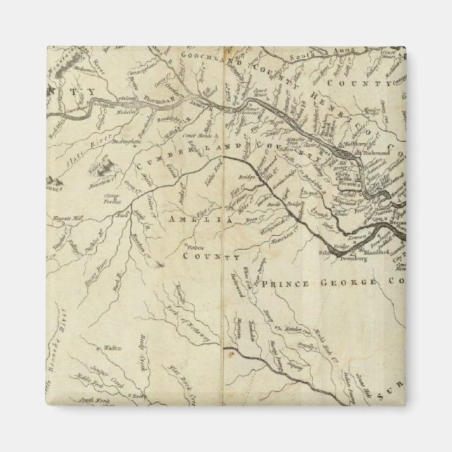 Imán Mapa de la parte más habitada de Virginia (Frente)