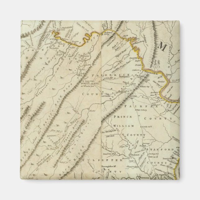 Imán Mapa de la parte más habitada de Virginia, NJ. PA (Frente)