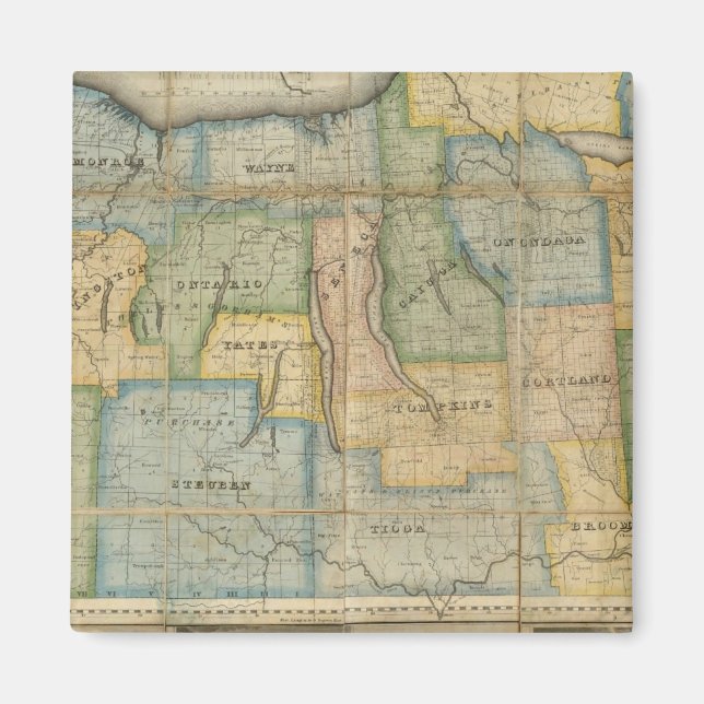 Imán Mapa de la parte occidental del estado de Nueva Yo (Frente)