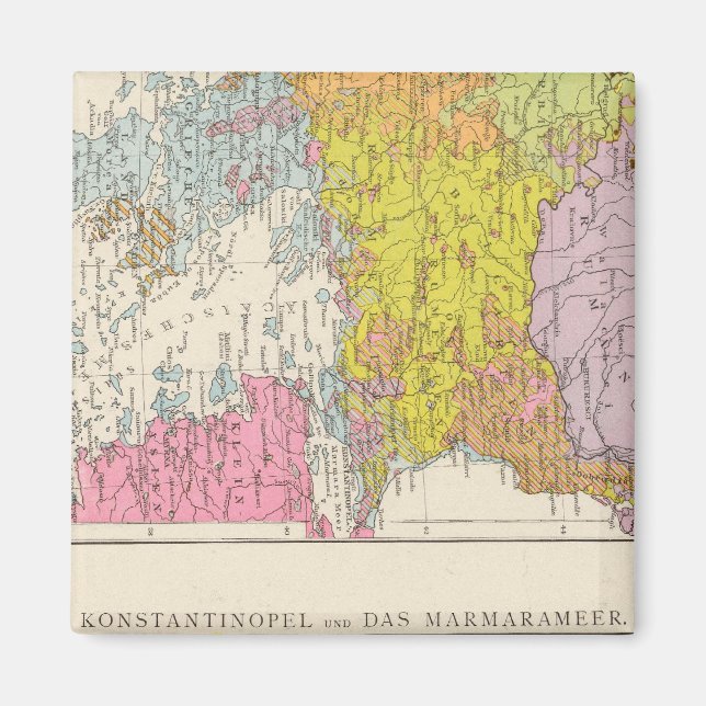 Imán Mapa de la Península Balcánica y Constantinopla (Frente)