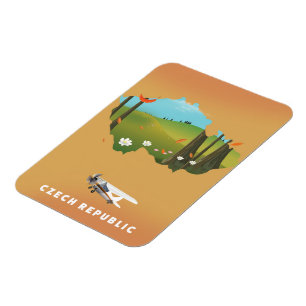 Imán Mapa de la república checa poster de impresión ilu