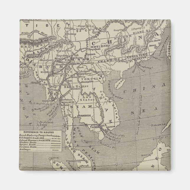 Imán Mapa de la ruta propuesta a China desde Birmania (Frente)