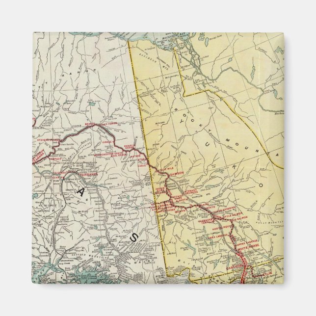 Imán Mapa De La Ruta Y Conexiones De Paso Blanco Y Yukó (Frente)