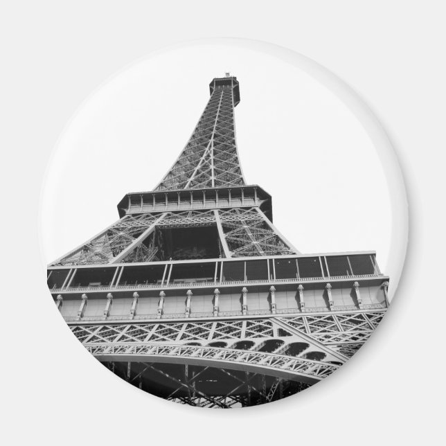 Imán Mapa de la Torre Eiffel Blanco y Negro (Frente)