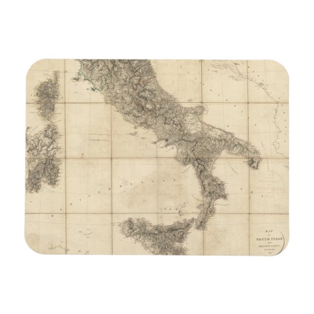 Imán Mapa de las costas del sur de Italia y adyacentes (Horizontal)