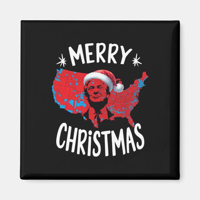 Imán Mapa de las elecciones rojas de Trump Feliz Navida (Frente)