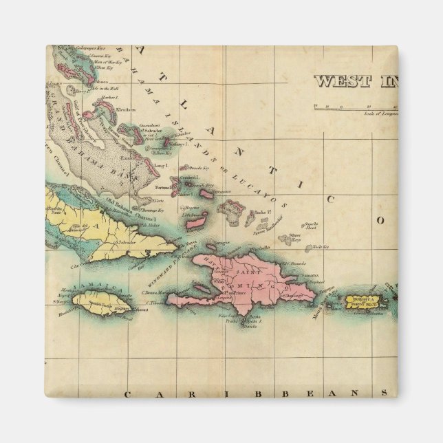 Imán Mapa De Las Indias Occidentales (Frente)
