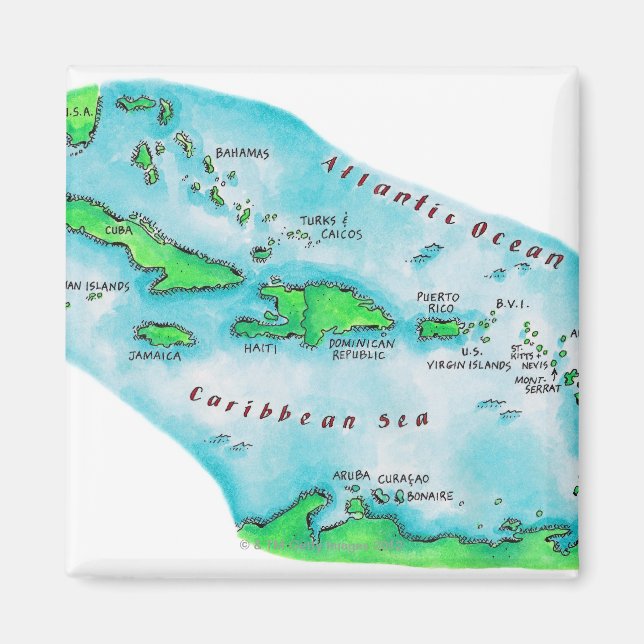 Imán Mapa de las Islas del Caribe (Frente)