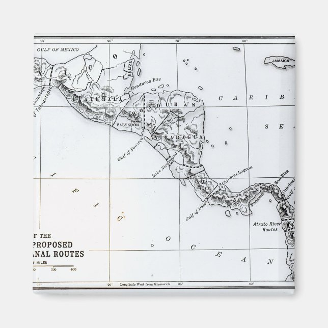 Imán Mapa de las rutas del canal de Isthmian (Frente)