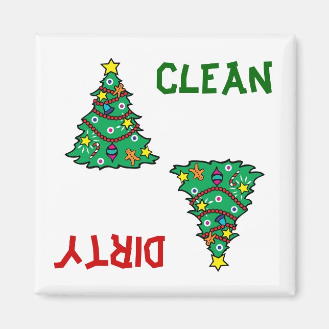 Imán Mapa de lavavajillas de árbol de Navidad (Frente)