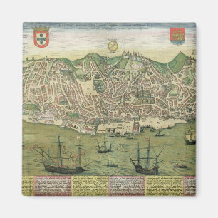 Imán Mapa de Lisboa, de "Civitates Orbis Terrarum"