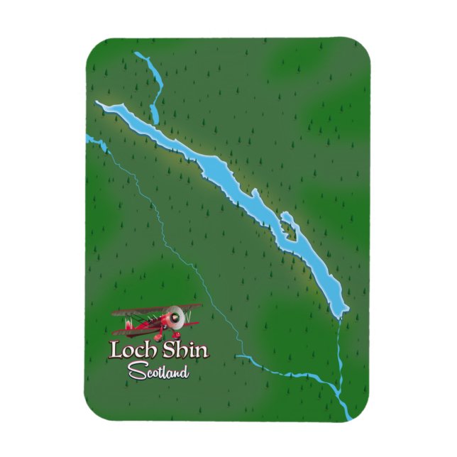 Imán Mapa de Loch Shin Escocia (Vertical)