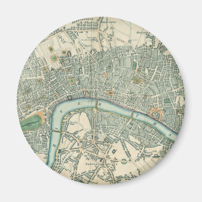 Imán Mapa de Londres de época (Frente)