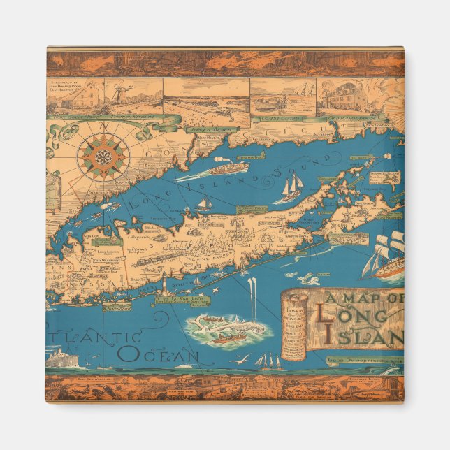 Imán Mapa de Long Island. (Frente)