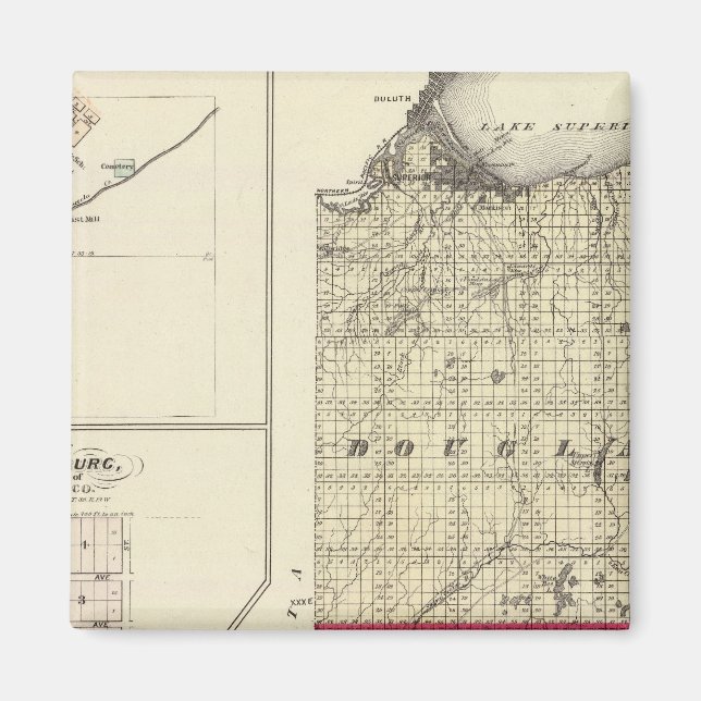 Imán Mapa de los condados de Douglas y Burnett (Frente)