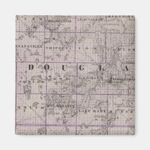 Imán Mapa de los condados de Douglas y Papa, Minnesota