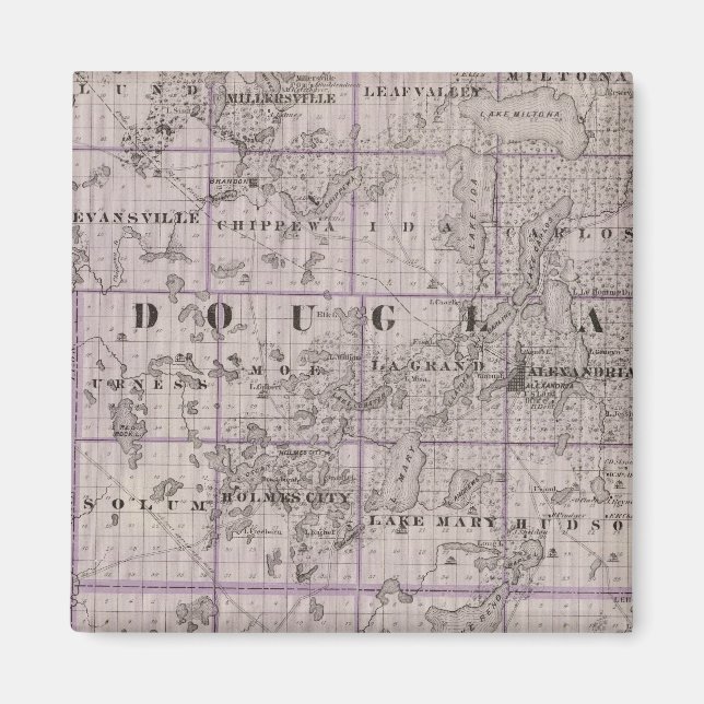 Imán Mapa de los condados de Douglas y Papa, Minnesota (Frente)