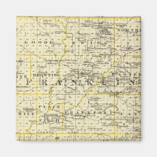 Imán Mapa de los condados de Franklin y Williamson (Frente)