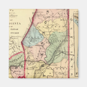 Imán Mapa de los condados de Preston, Taylor, Barbour y