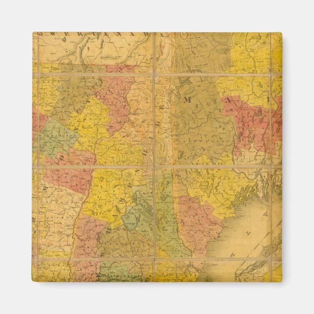 Imán Mapa de los Estados de Nueva Inglaterra (Frente)