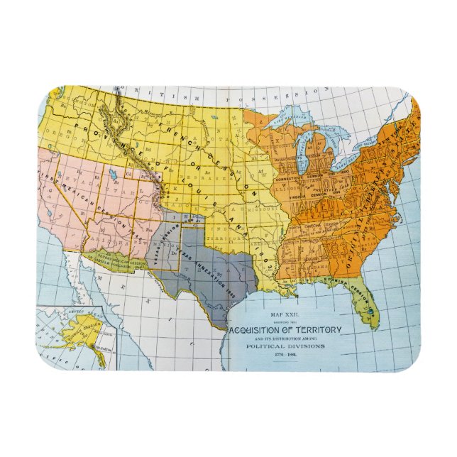 IMÁN MAPA DE LOS ESTADOS UNIDOS, 1776-1884 (Horizontal)