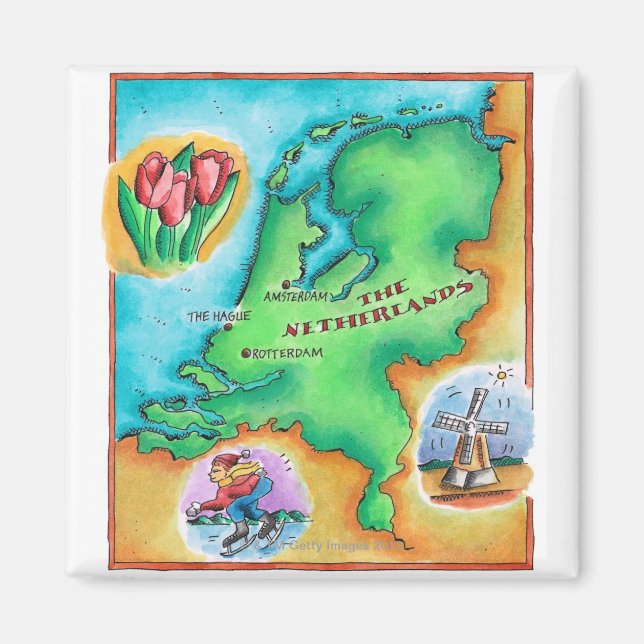 Imán Mapa de los Países Bajos (Frente)