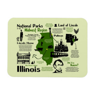 Imán Mapa de los Parques Nacionales de Illinois