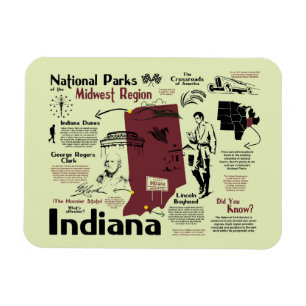 Imán Mapa de los Parques Nacionales de Indiana
