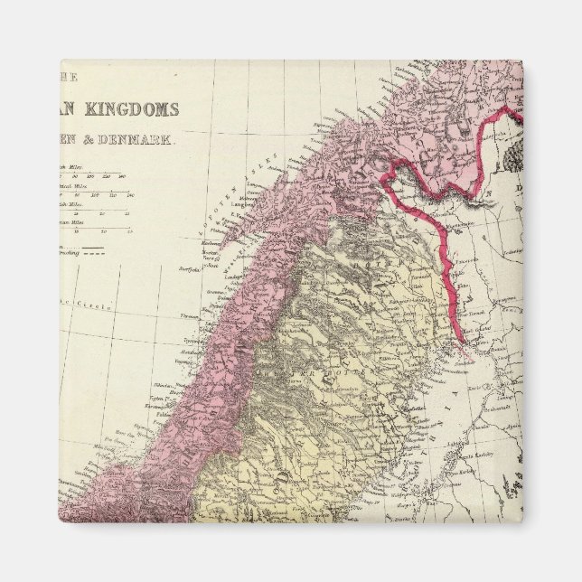 Imán Mapa de los reinos escandinavos (Frente)