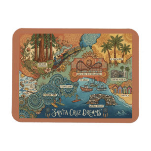 Imán Mapa de los sueños de Santa Cruz California – Cost